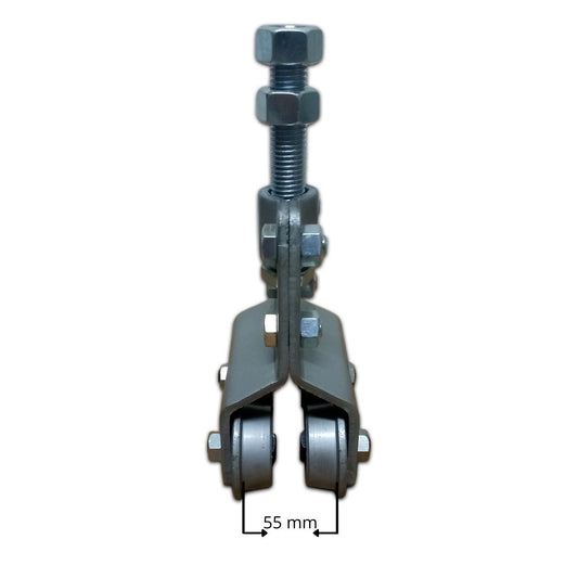 trolley-para-viga-ipn-10-y-12-600kg mostrando su parte más angosta.
