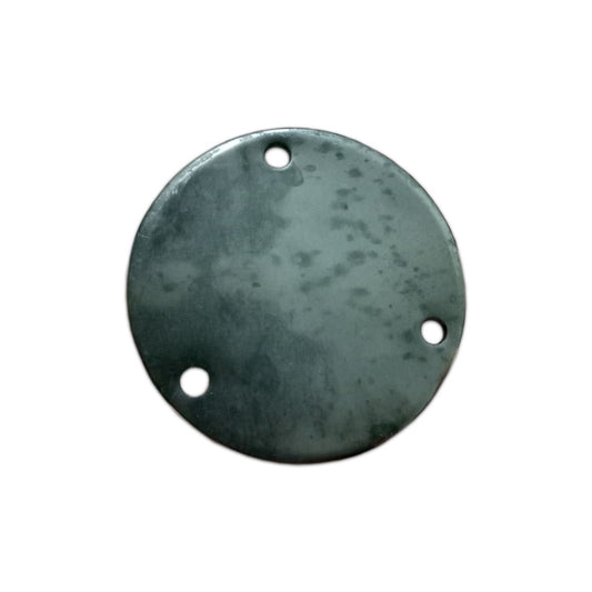 Base de Anclaje o Flanche Redondo de 100x4mm con huecos para Obra e Industria con sus 3 orificios en fondo blanco