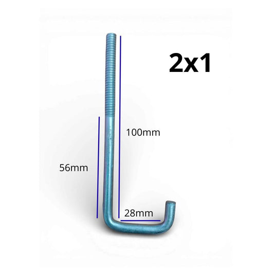 Ganchos para Techos Galvanizados de Alta Resistencia 2x1 Corto (28mmx100mm) para Tubos, Vigas y Correas con sello asfaltico anti-goteras.