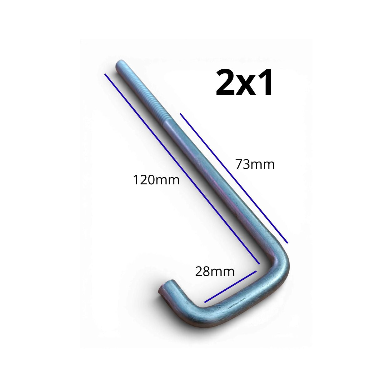 Ganchos para Techos  Galvanizados de Alta Resistencia 2x1 Largo (28mmx120mm) con empacadura de asfalto que sella con el calor solar.