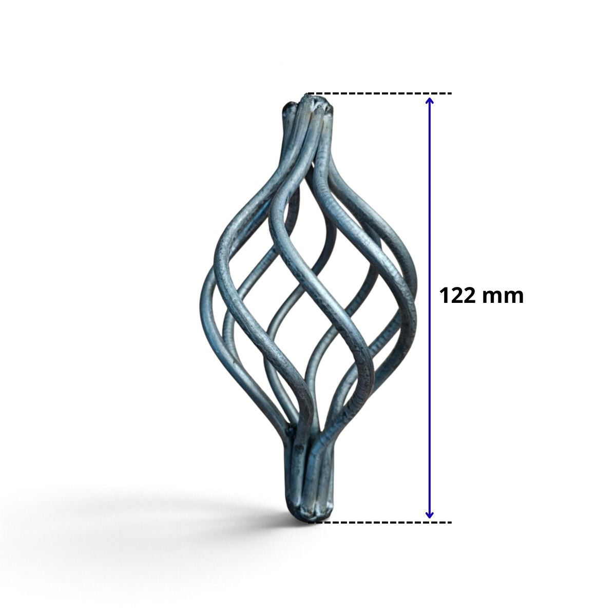 Acotación de la altura (122 mm) de la piña de 1/2" ornamental para rejas y portones.