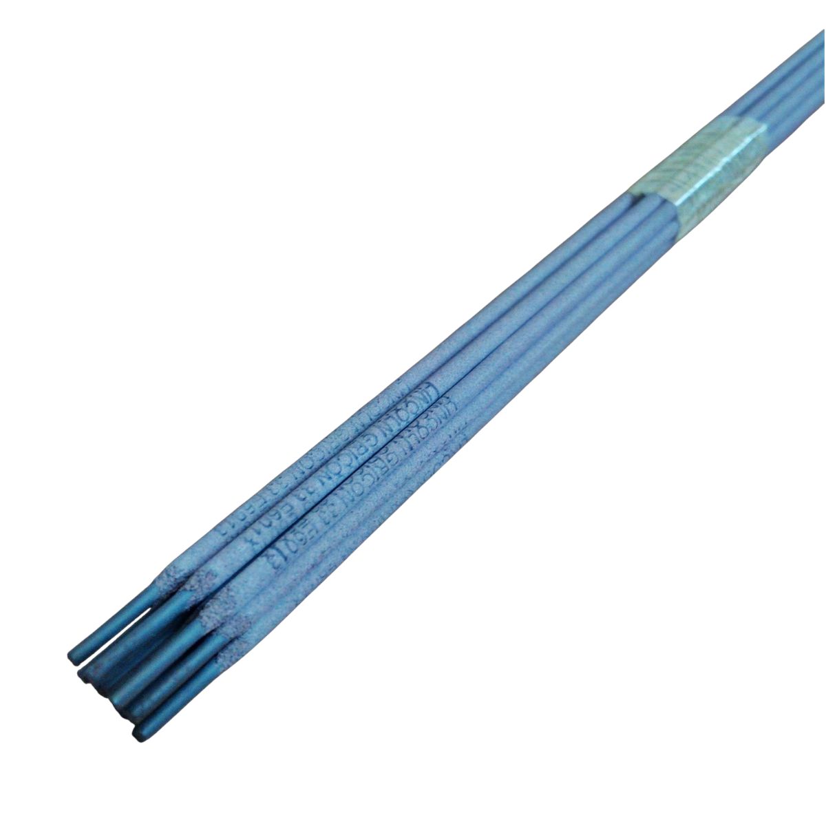 Se ven 240 gramos de electrodos 6013 3/32" (2.4 mm) marca Lincoln preparado en un paquetico de 13 unidades.